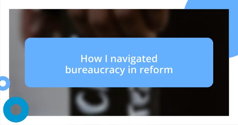 How I navigated bureaucracy in reform