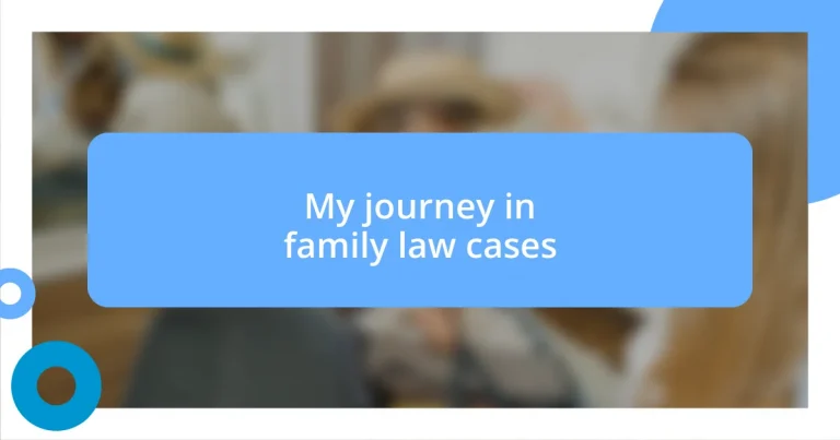 My journey in family law cases