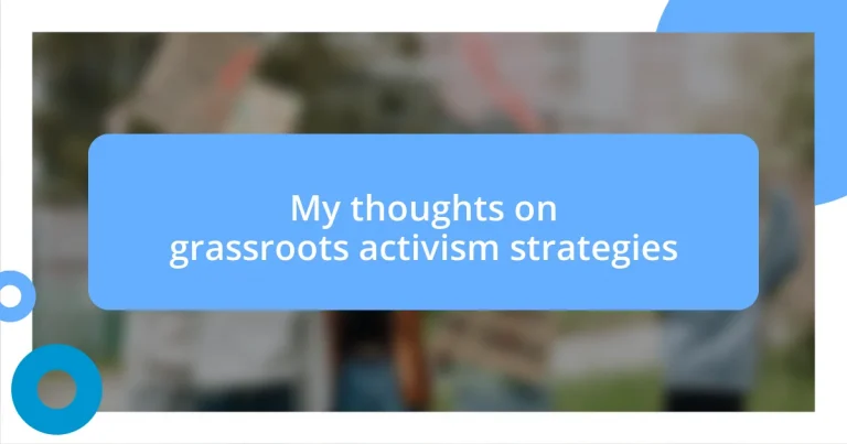 My thoughts on grassroots activism strategies