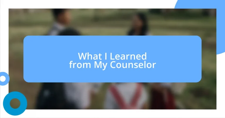 What I Learned from My Counselor